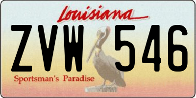 LA license plate ZVW546