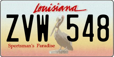 LA license plate ZVW548