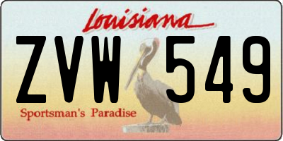 LA license plate ZVW549