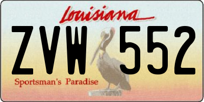 LA license plate ZVW552