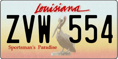 LA license plate ZVW554