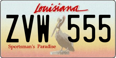 LA license plate ZVW555