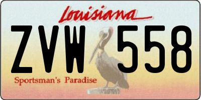 LA license plate ZVW558