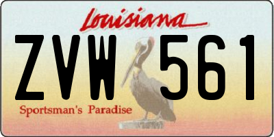 LA license plate ZVW561