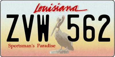 LA license plate ZVW562