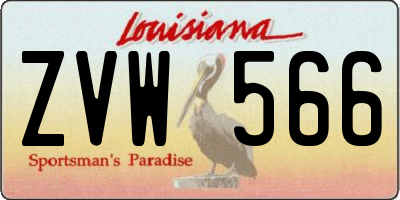 LA license plate ZVW566