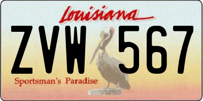 LA license plate ZVW567