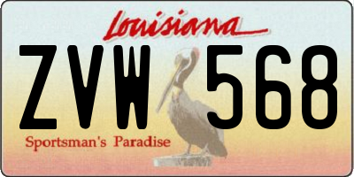LA license plate ZVW568
