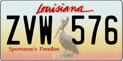 LA license plate ZVW576