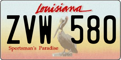 LA license plate ZVW580
