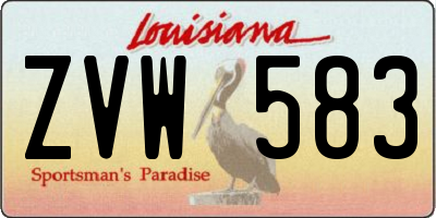 LA license plate ZVW583