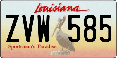 LA license plate ZVW585