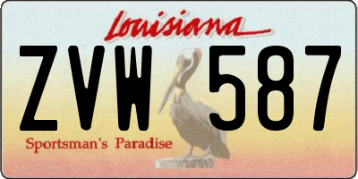 LA license plate ZVW587