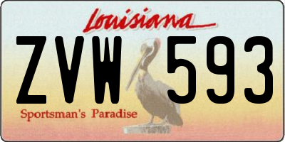 LA license plate ZVW593