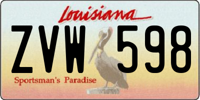 LA license plate ZVW598