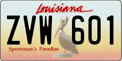 LA license plate ZVW601