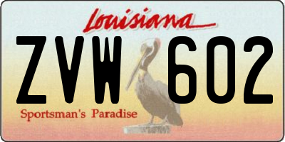 LA license plate ZVW602