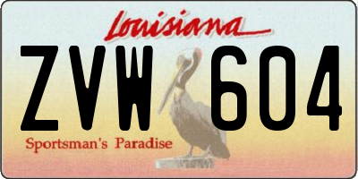 LA license plate ZVW604