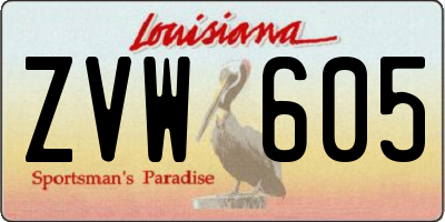 LA license plate ZVW605