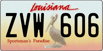 LA license plate ZVW606