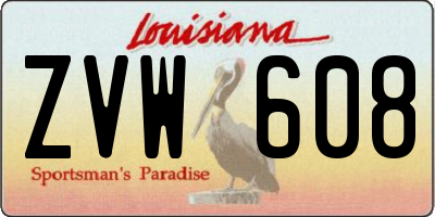 LA license plate ZVW608