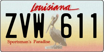 LA license plate ZVW611