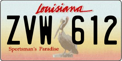 LA license plate ZVW612