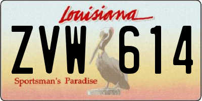 LA license plate ZVW614