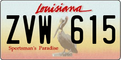 LA license plate ZVW615