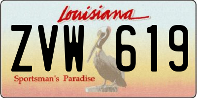 LA license plate ZVW619