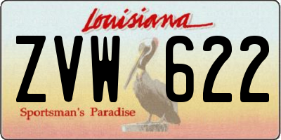 LA license plate ZVW622