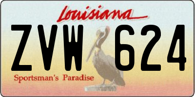 LA license plate ZVW624