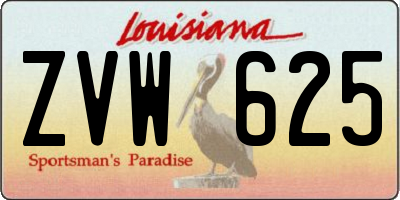 LA license plate ZVW625