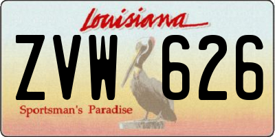 LA license plate ZVW626