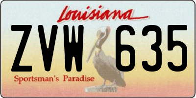 LA license plate ZVW635
