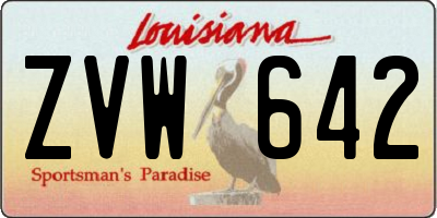 LA license plate ZVW642
