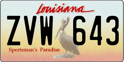 LA license plate ZVW643