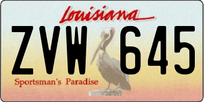 LA license plate ZVW645