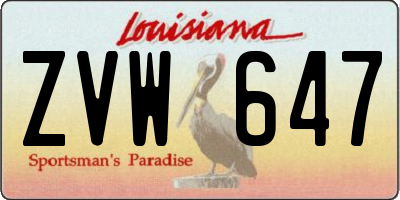 LA license plate ZVW647