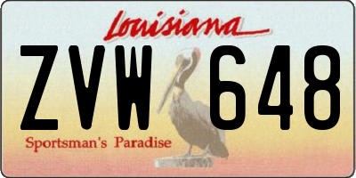 LA license plate ZVW648