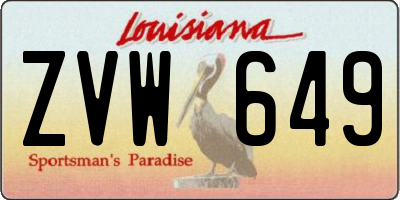 LA license plate ZVW649