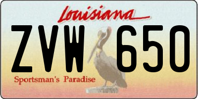 LA license plate ZVW650