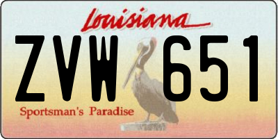 LA license plate ZVW651