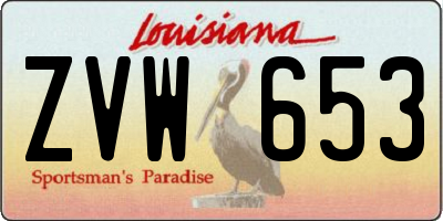 LA license plate ZVW653