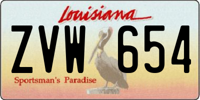 LA license plate ZVW654