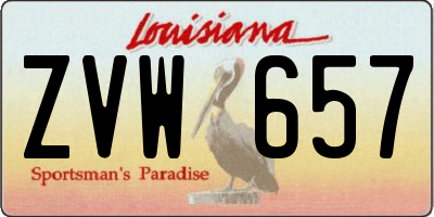 LA license plate ZVW657