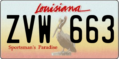 LA license plate ZVW663