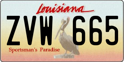 LA license plate ZVW665