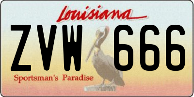 LA license plate ZVW666