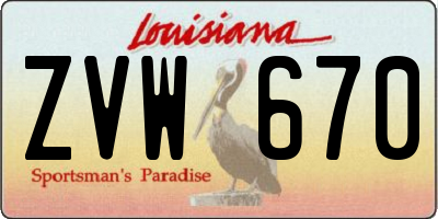 LA license plate ZVW670